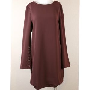GUESS BY MARCIANO LONG SLEEVE MAROON SHIFT DRESS